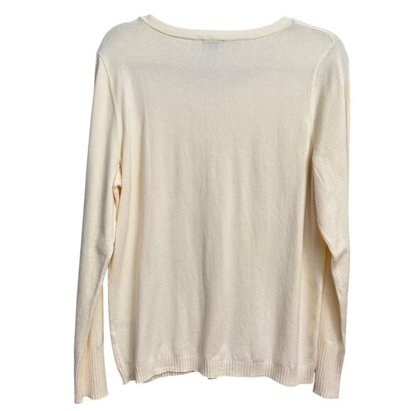 Talbots Womens Cream Long-Sleeve Sweater Sz L 58% Cotton 25% Modal Soft Knit Top - Picture 11 of 12